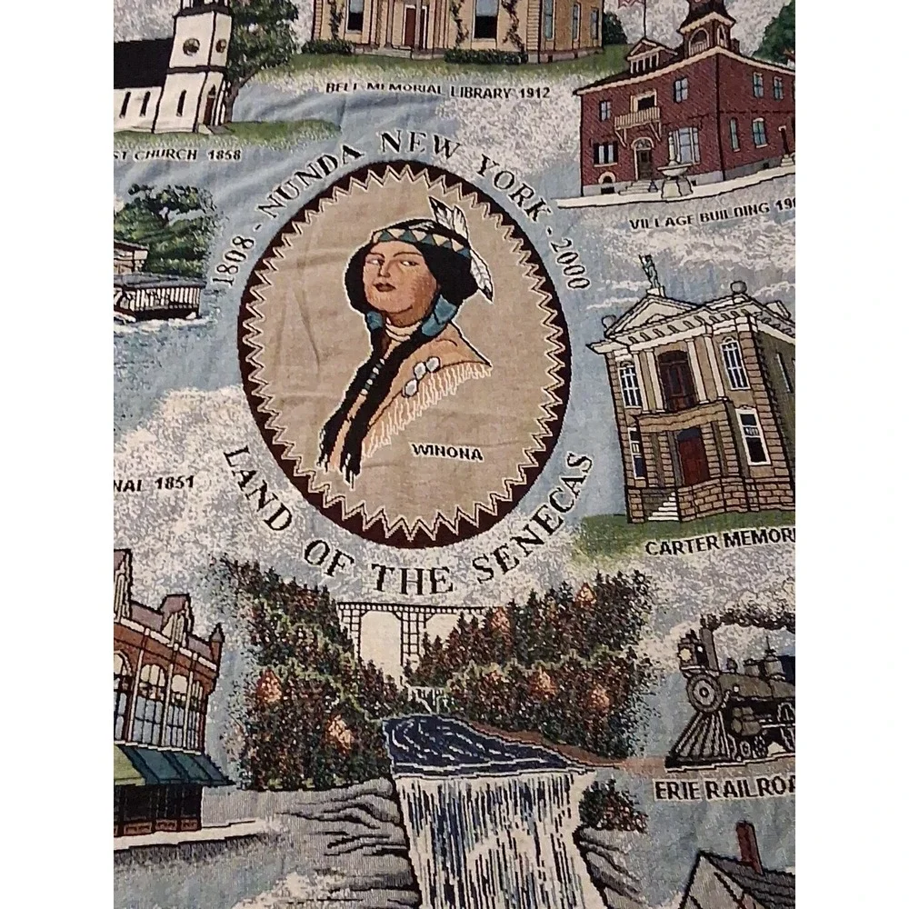 2000 Nunda New York Historical Site Tapestry Throw Blanket 46